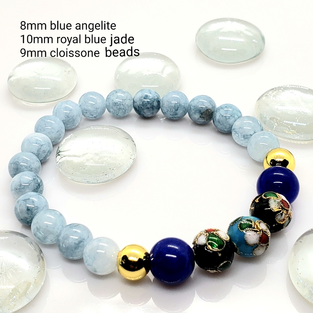 Handcrafted natural stone stretch bracelet